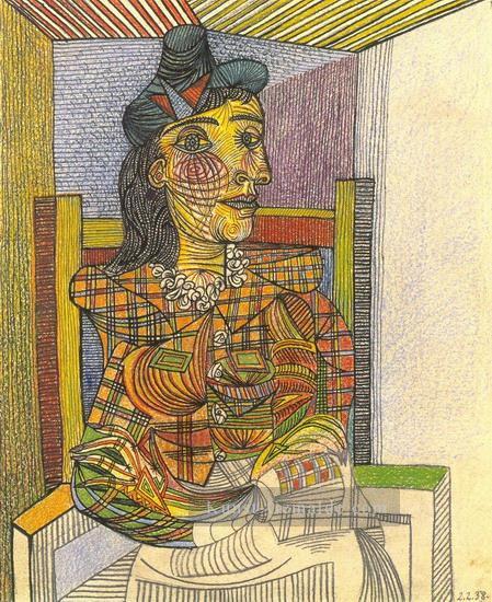 Porträt Dora Maar assise 3 1938 kubist Pablo Picasso Ölgemälde